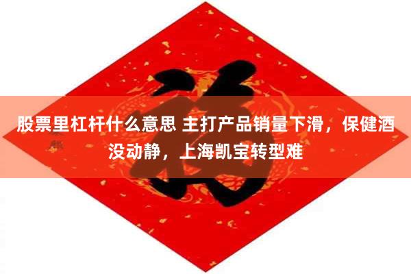 股票里杠杆什么意思 主打产品销量下滑，保健酒没动静，上海凯宝转型难