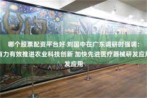 哪个股票配资平台好 刘国中在广东调研时强调：有力有效推进农业科技创新 加快先进医疗器械研发应用