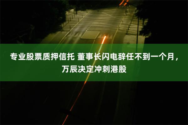 专业股票质押信托 董事长闪电辞任不到一个月，万辰决定冲刺港股